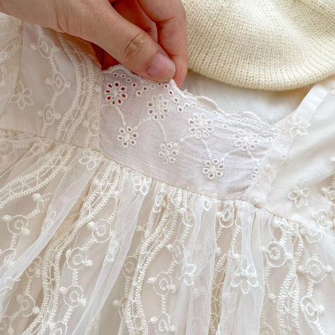 Baby Girl Romantic Lace Square Neck Dress