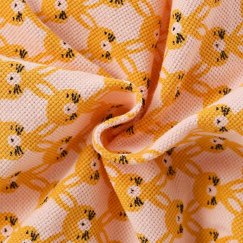 Girls Vintage Wall Paper Bunny Print Polo Dress