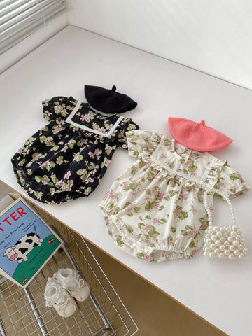 Baby Girl Summer Floral Bodysuit Or 2 Pc Set