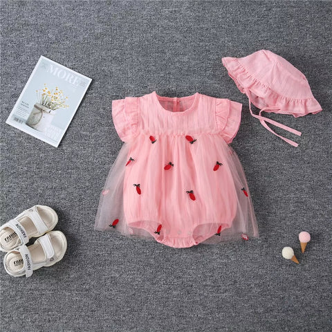 2 Pc Baby Girl Sheer Carrot Tulle Bodysuit Dress