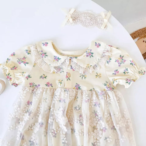 Baby Girl Lace and Floral Collar Sun Dress