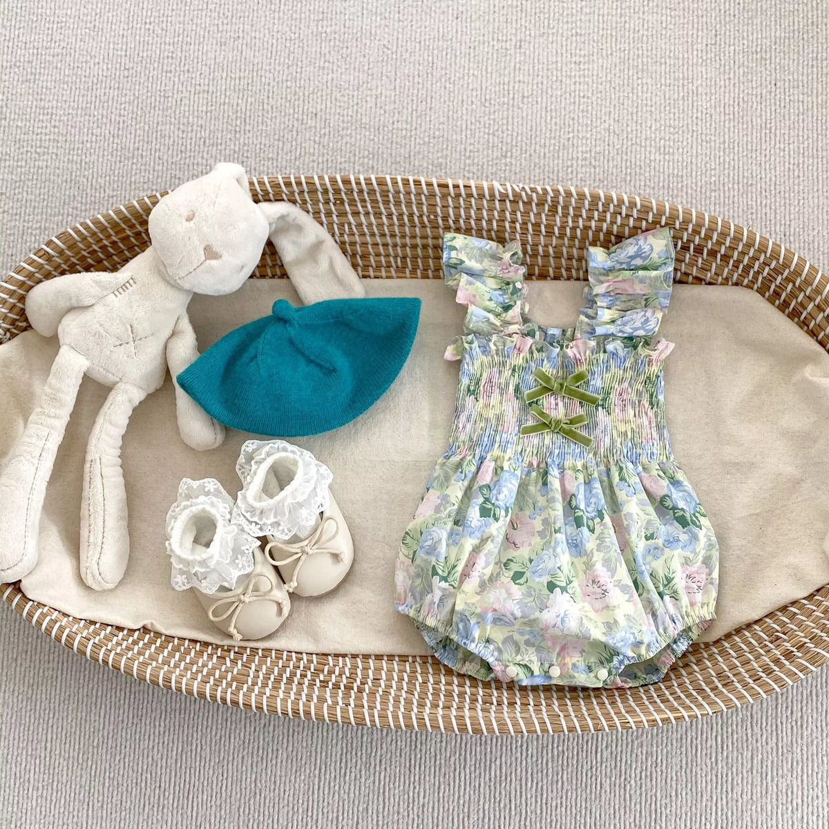 Girls Watercolor Floral Smocked Dress/Bodysuit