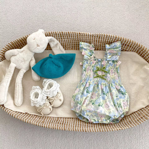 Girls Watercolor Floral Smocked Dress/Bodysuit