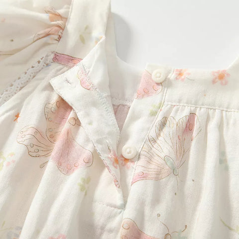 Baby Girl Square Neck Butterfly Boho Bodysuit