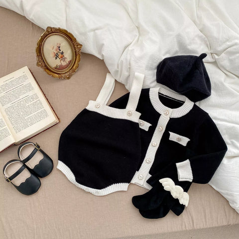 2 Pc Baby Girl Colorblock Chic Cardigan & Bodysuit Set