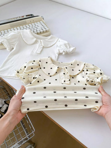 2 pc Baby Girl Collar Shirt w/ Ruffle Skirt