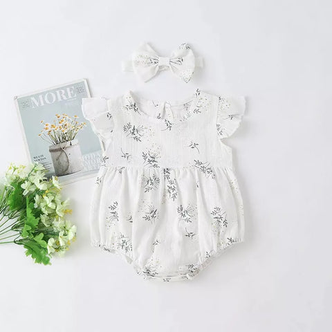 2 pc Baby Girl Ditsy Floral Bodysuit & Headband