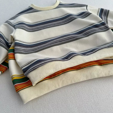 Unisex Kids Stripe Pullover Sweatshirt
