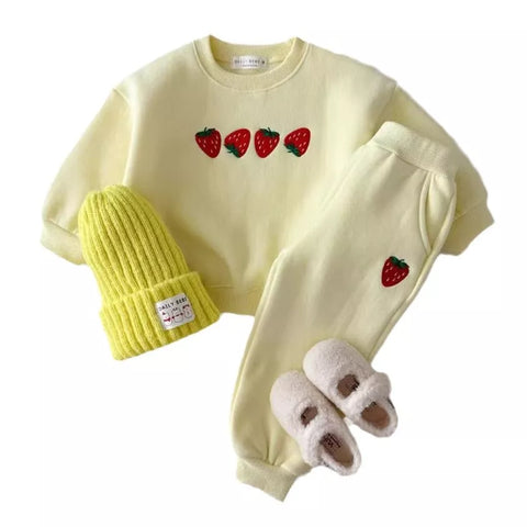 2 Pc Baby Girl Strawberry Sweat Suit