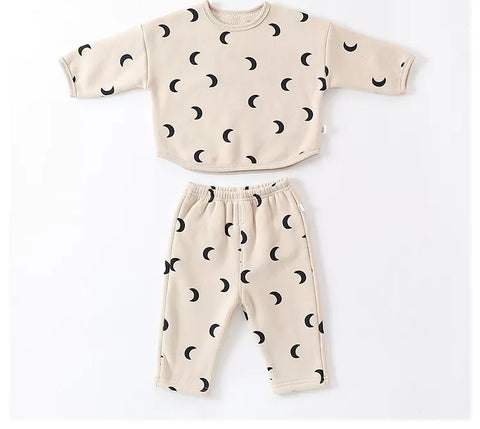 2 Pc Unisex Baby Moon Print Top and Pants Set