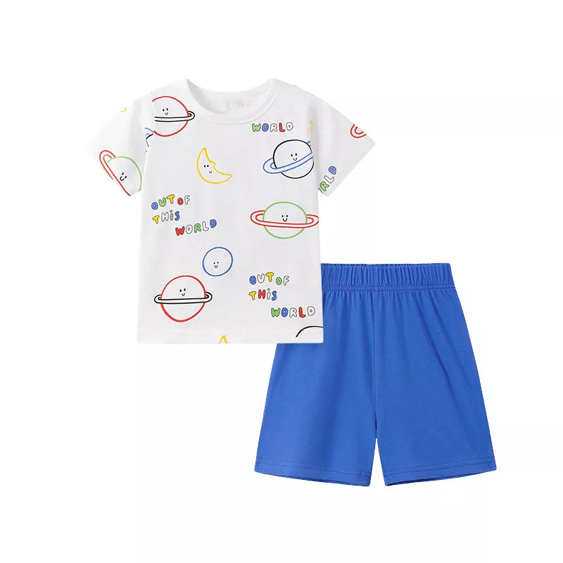 2 Pc Boys Planets Tee Shirt & Shorts Set