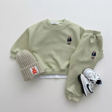 2 Pc Baby Toddler Bear Logo Pullover Sweatsuit
