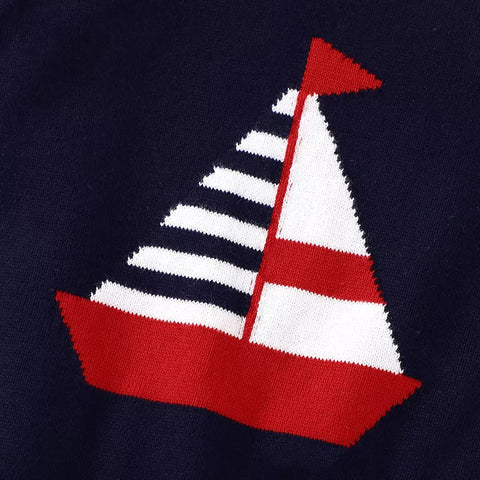 2 Pc Baby Boy Sailboat Knit Sweater Set