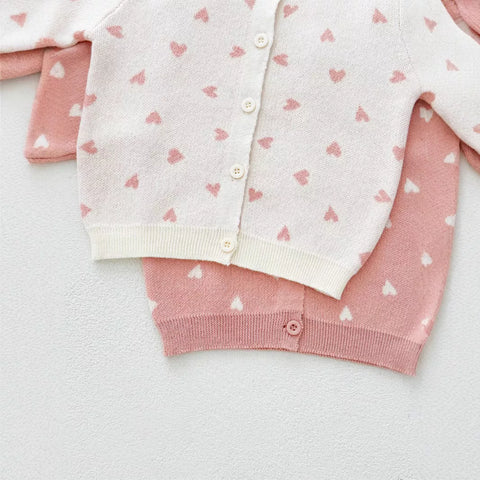 Baby Girl Hearts Knit Cardigan Sweater