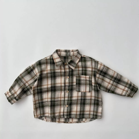 Boys Plaid Print Flannel Shirt