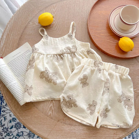 2 Pc Baby Girl Cotton Cami Print & Shorts Set
