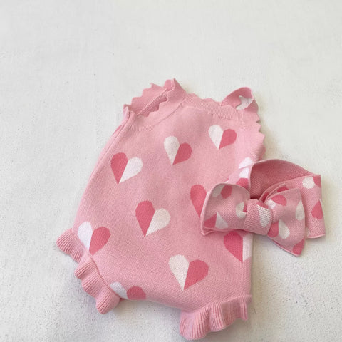 2 Pc Baby Girl Sweet Heart Bodysuit w/ Headband