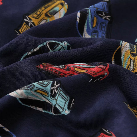 Boys Cars Print Zip Up Hoodie