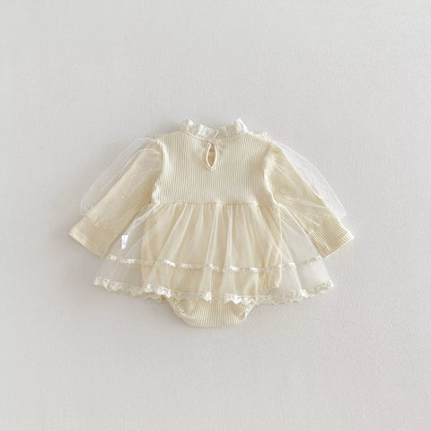 Baby Girl Victorian Tulle Long Sleeve Dress
