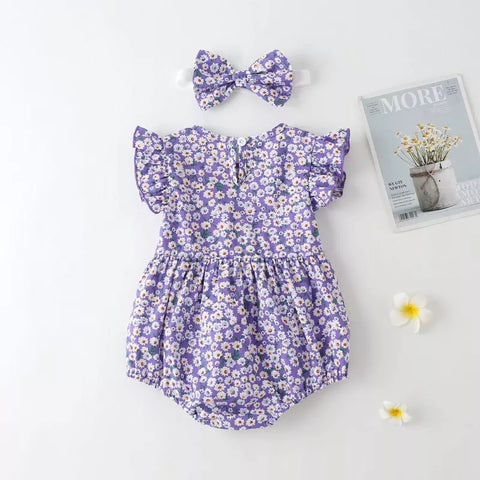 Baby Girl Daisy Print Bodysuit w/Headband
