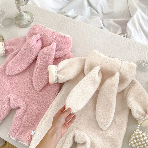 Baby Girl Fleece Easter Rabbit Bunny Romper