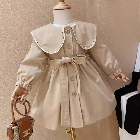Girl Peter Pan Big Collar Trench Coat