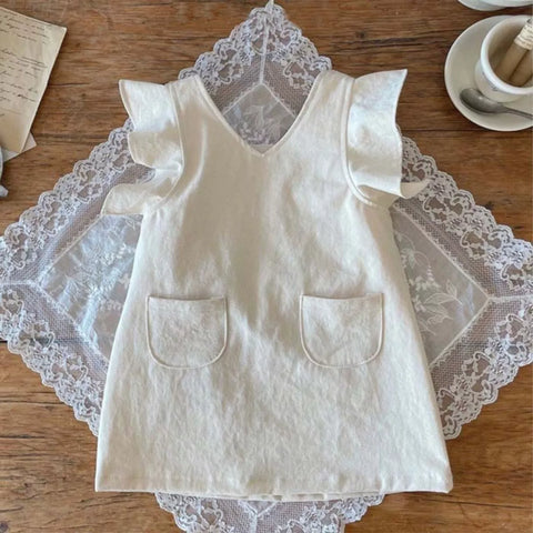 Baby Girl Ruffle V Back Pocket Dress