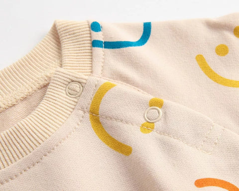 2 Pc Baby Girl Smiley Face Print Sweater Bodysuit