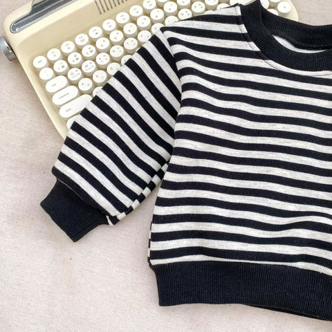2 Pc Boys Thick Fleece Lined Stripe Sweatsuit Set