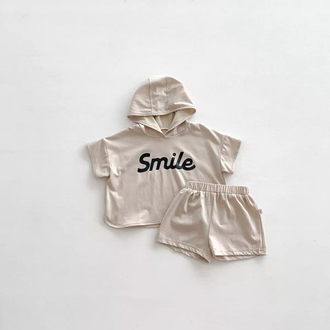 2 Pc Boys Smile Hooded Tee & Shorts Set