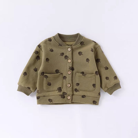 2 Pc Baby Print Cardigan Sweater Set
