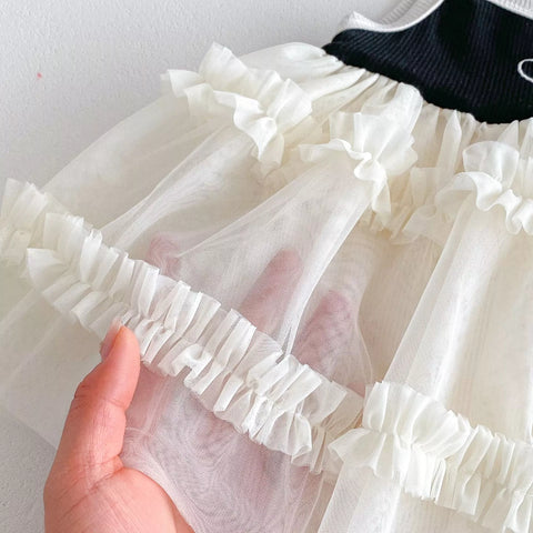 Baby Girl Ribbed Cami Heart Ruffle Tulle Dress