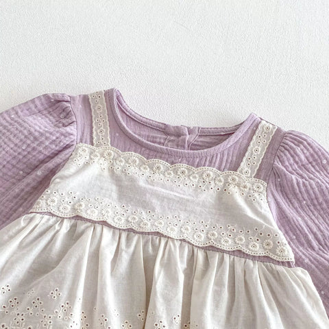 Baby Girl 2 in 1 Lace Overlay Cotton Bodysuit