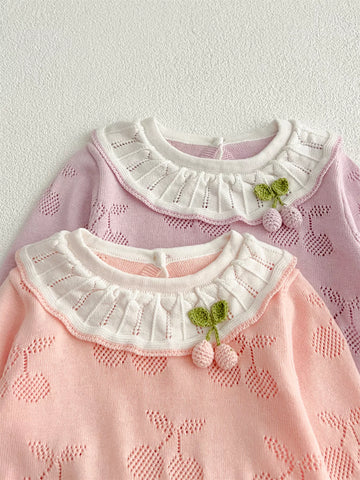 Baby Girl Cherry Knitted Bodysuit