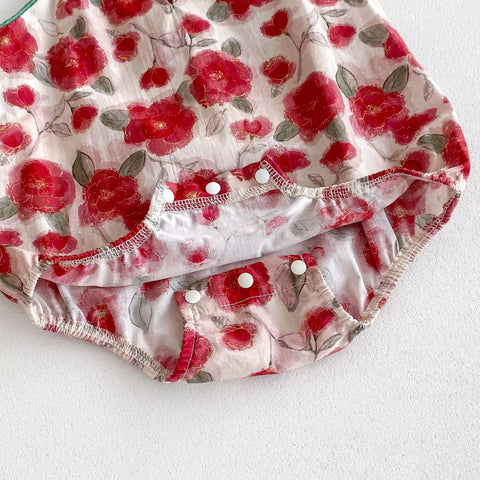 Baby Girl Red Roses Cheongsam Bodysuit