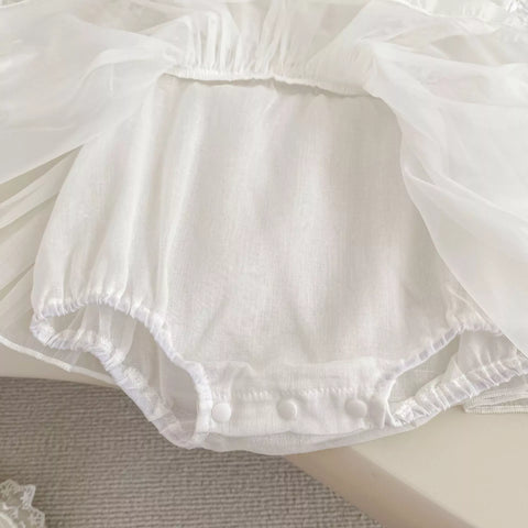 2 Pc Baby Girl Sheer Floral Dress with Bonnet