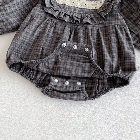 Baby Girl Long Sleeve Plaid Autumn Bodysuit