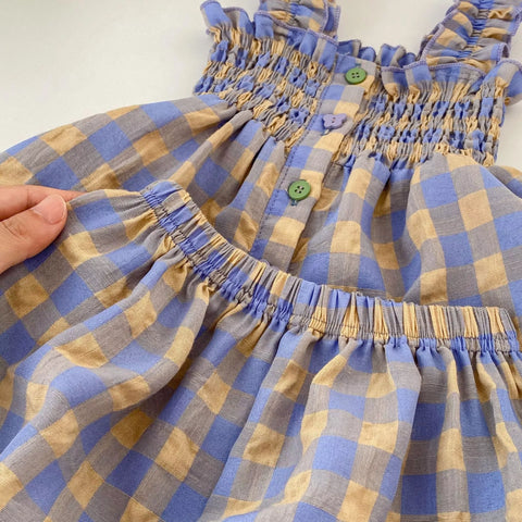 2 Pc Baby Girl Plaid Smocked Top & Bloomers