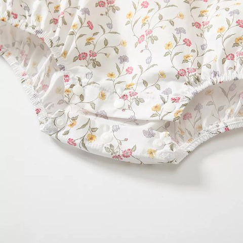 2 Pc Baby Girl Spring Floral Print Bodysuit