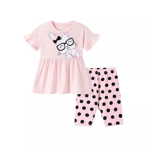 Girls Glasses Bunny Peplum Shirt & Capri Leggings