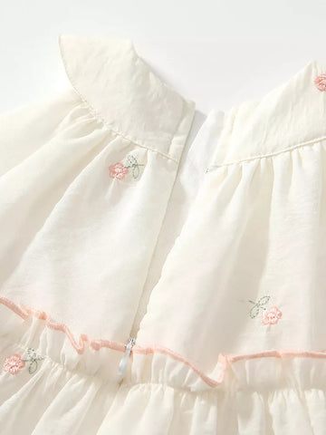 Baby Girl Flower Embroidered Halter Tiered Dress