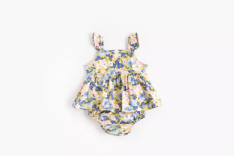 2 Pc Baby Girl Floral Pattern Top & Shorts Set