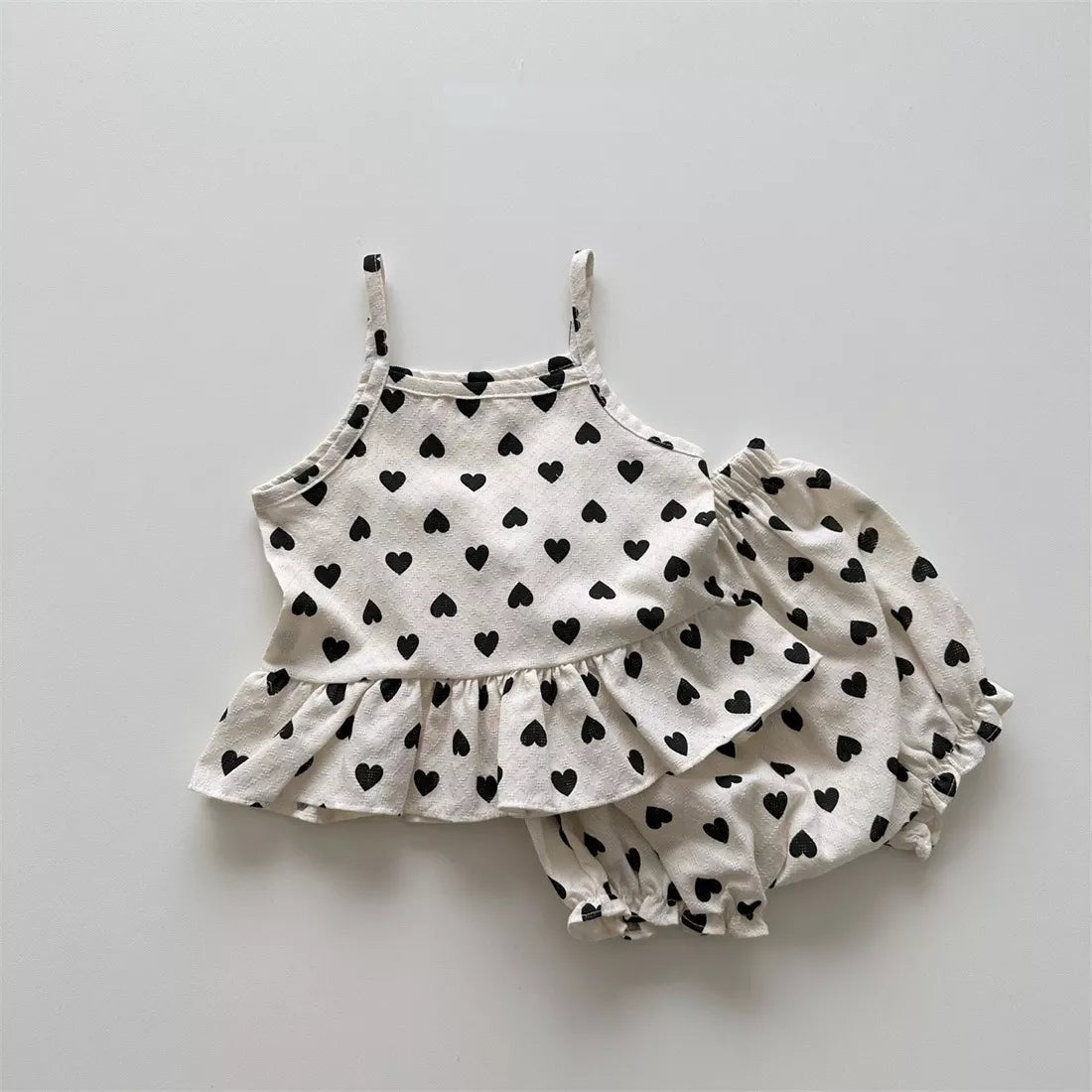 Baby Girls Summer Heart Pattern Tank & Shorts Set