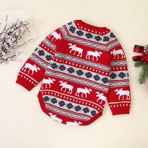 Unisex Baby Reindeer Christmas Sweater Bodysuit