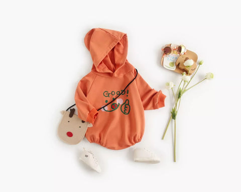 Baby Girl Smile Print Hoodie Bodysuit