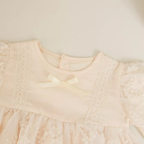 2 Pc Baby Girl Sheer Floral Lace Bodysuit Dress