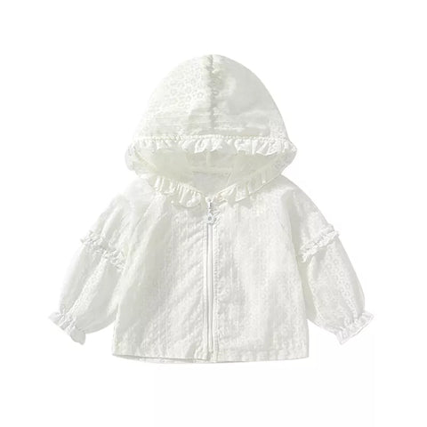 Girl Light Flower Pattern Ruffle Jacket