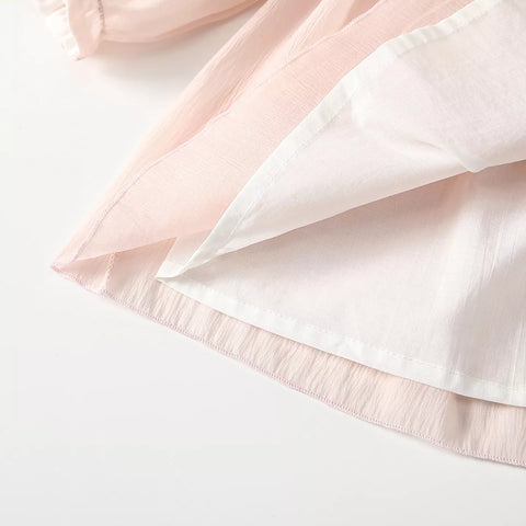 Baby Girl Ribbon Bow Scallop Collar Dress
