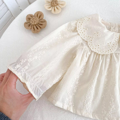 Baby Girl Floral Eyelet Pattern Top & Bloomer Shorts Set