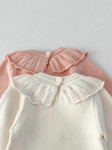 Baby Girl Flower Embroidery Knit Bodysuit